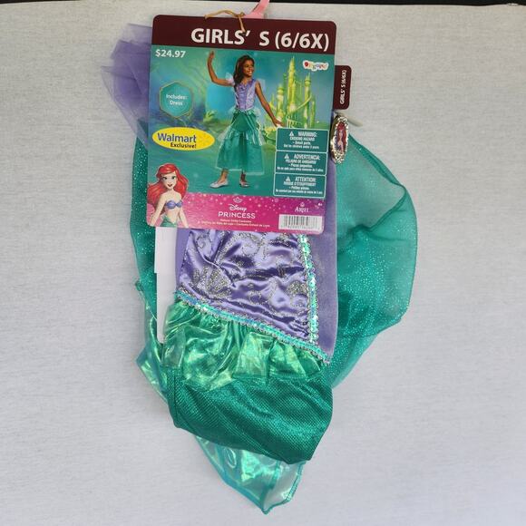 Disney Princess Ariel Girl Costume SZ 6/6X Cosplay Dress Up Halloween Christmas - Picture 1 of 4